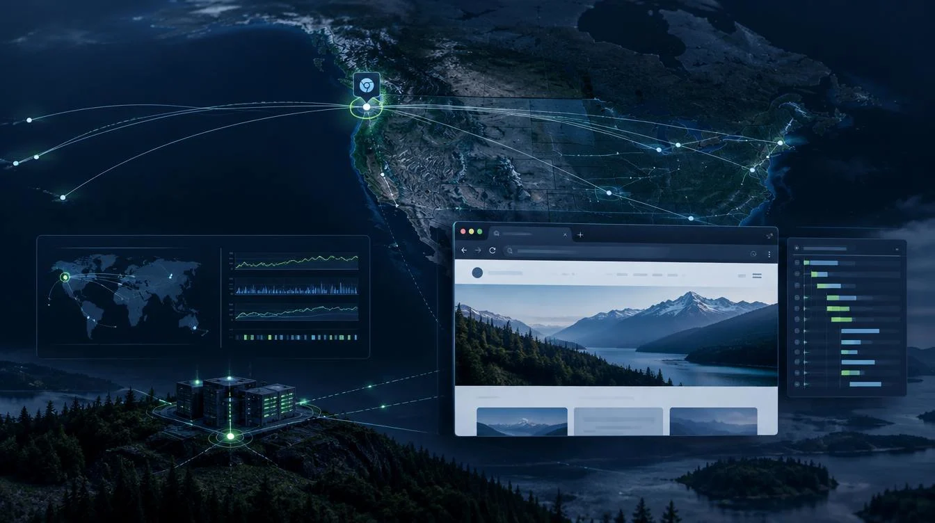 Website speed testing from Seattle using a real Chromium Browser Node